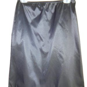 Vintage 1950s Vanity Fair Black Half Slip M Zipper Tricot Nylon Floral Lace Trim